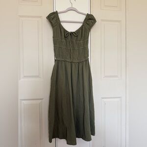 Sim & Sam Green Gauzy Midi Dress